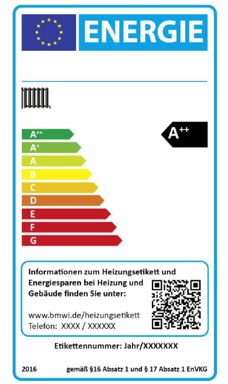 Effizienz-Etikett für alte Heizungen seit 2016